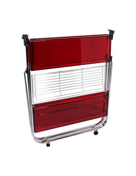 Folding trolley - Steel/acrylic red - cm 60 x 40 x 71 h