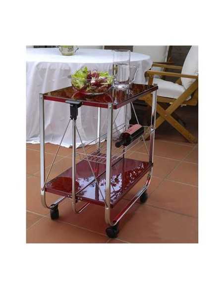 Folding trolley - Steel/acrylic red - cm 60 x 40 x 71 h