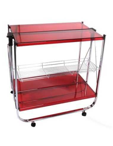 Folding trolley - Steel/acrylic red - cm 60 x...