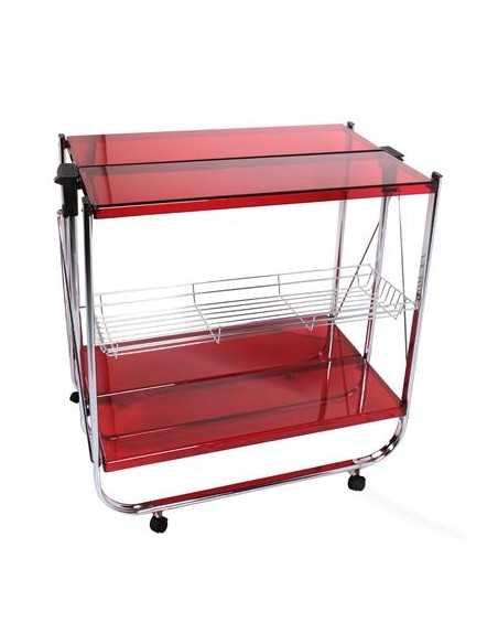 Folding trolley - Steel/acrylic red - cm 60 x 40 x 71 h