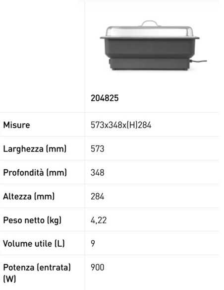 Chafing dish - Elettrico - GN 1/1 - mm 573 x 348 x 284h