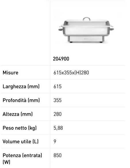 Chafing dish - Elettrico - GN 1/1 - mm 615 x 355 x 280h