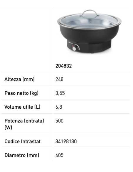 Chafing dish - Elettrico - mm Ø 405 x 248h