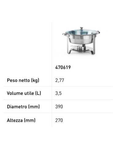 Chafing dish round - Fuel containers - mm Ø 390...