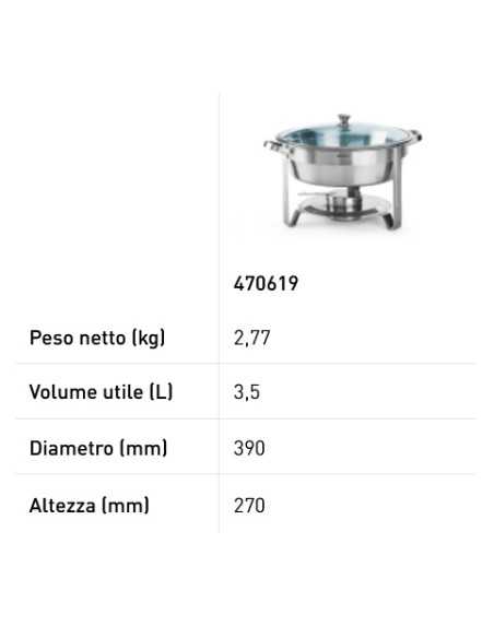 Chafing dish round - Fuel containers - mm Ø 390 x 270 h