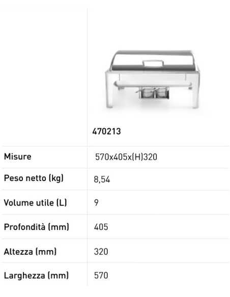 Chafing dish GN 1/1 - Fuel container - mm 570 x 405 x 320h