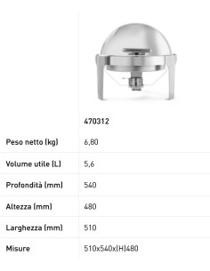 Chafing dish round - Fuel container - mm 510 x 540 x 480h 2