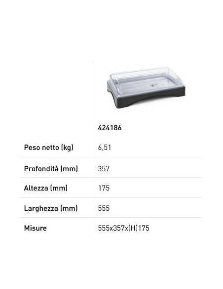 Set vassoio con piastra refrigerante - Gastronorm 1/1 - mm 555 x 357 x 175h