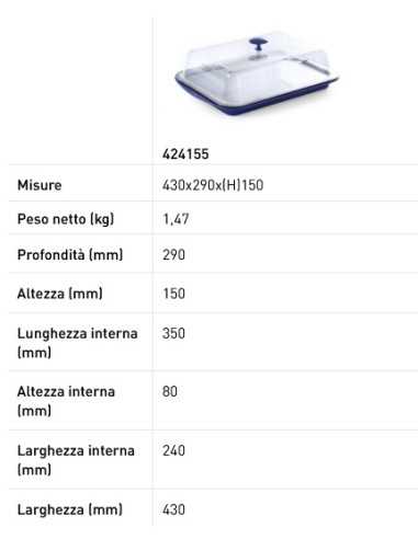 Vassoio termico - Coperchio trasparente - mm...