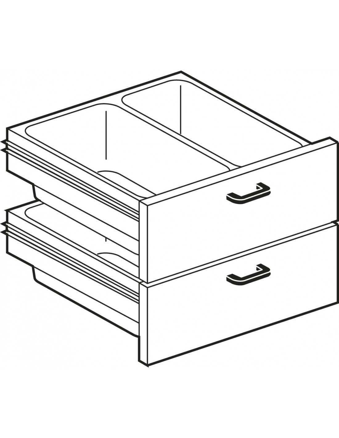 Chest of drawers 600 - N. 2 drawers with 4 containers N. 2 GN 1/1 15h in plastic - cm 59.5 x 56 x 45 h