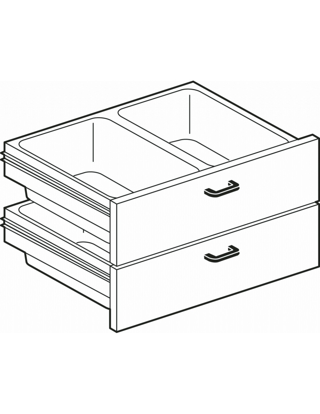 Cassettiera 800 N. 2 drawers with 4 boxes GN 1/1 15h plastic, telescopic guides - Dimensions cm. 79,5x 56x 45h