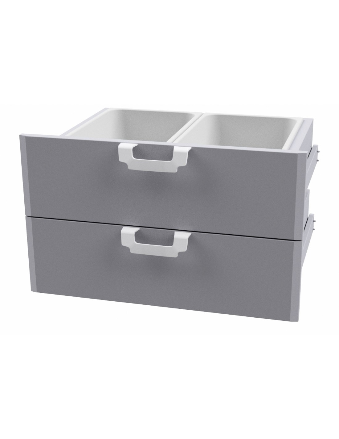 Chest of drawers 800 - N. 2 drawers with 4 plastic containers GN 1/1 15h, telescopic guides. Only on PL-Dimensions cm. 79.5x 59x