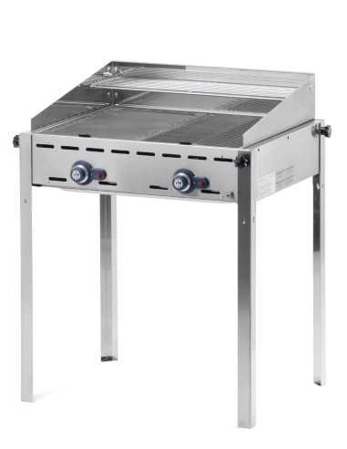 Barbacoa de gas - 2 parrillas GN 1/1 acero - mm 740 x 612 x 825h