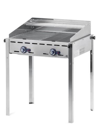 Gas barbecue - 2 grills GN 1/1 steel - mm 740 x 612 x 825h