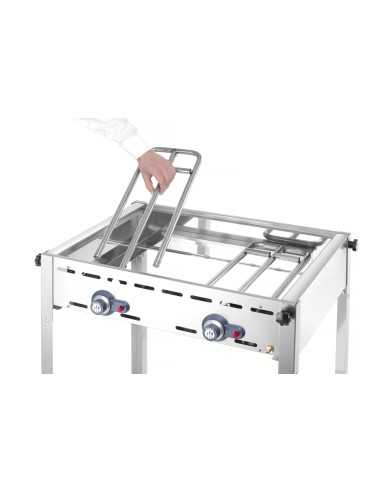 Barbecue a gas - 2 griglie GN 1/1 in acciaio -...