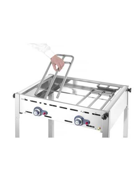 Gas barbecue - 2 grills GN 1/1 steel - mm 740 x 612 x 825h