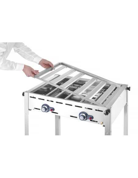 Gas barbecue - 2 grills GN 1/1 steel - mm 740 x 612 x 825h