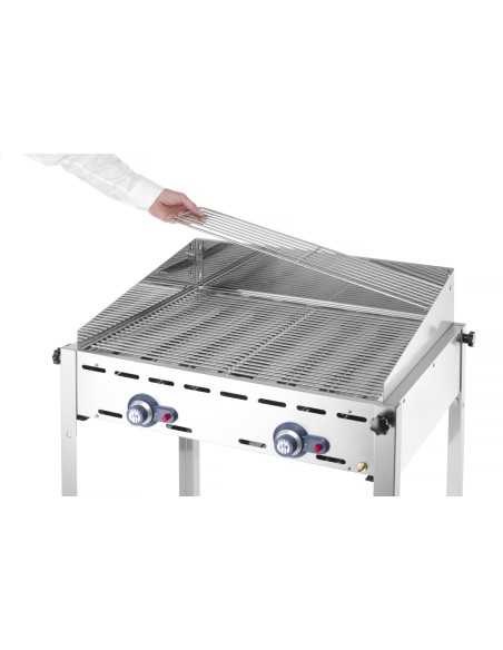 Barbacoa de gas - 2 parrillas GN 1/1 acero - mm 740 x 612 x 825h
