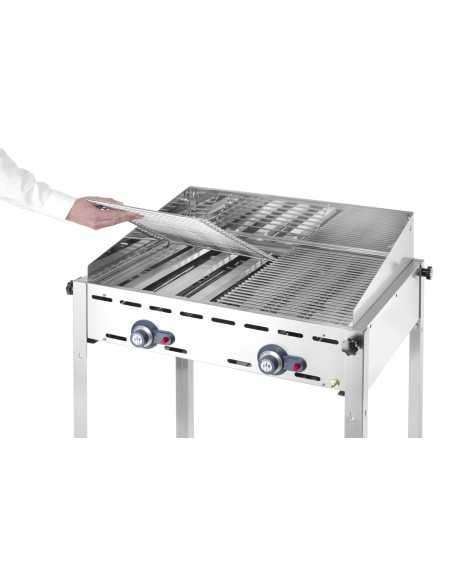 Barbecue a gas - 2 griglie GN 1/1 in acciaio - mm 740 x 612 x 825h
