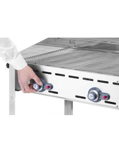 Gas barbecue - 2 grills GN 1/1 steel - mm 740 x...