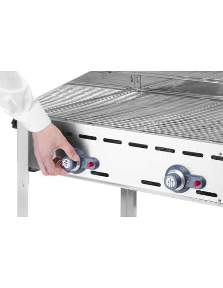 Gas barbecue - 2 grills GN 1/1 steel - mm 740 x 612 x 825h