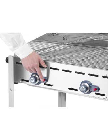 Gas barbecue - 2 grills GN 1/1 steel - mm 740 x...