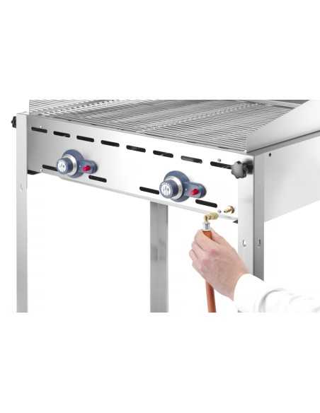 Barbecue a gas - 2 griglie GN 1/1 in acciaio - mm 740 x 612 x 825h