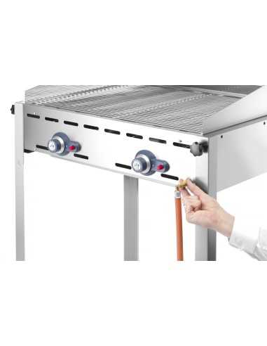 Barbecue a gas - 2 griglie GN 1/1 in acciaio -...