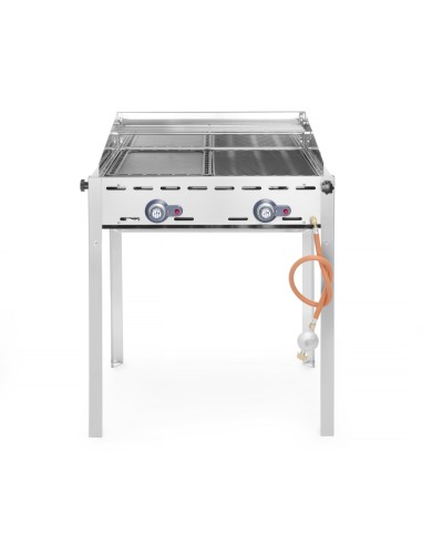 Barbecue a gas - 2 griglie GN 1/1 in ghisa - mm 740 x 615 x 825h