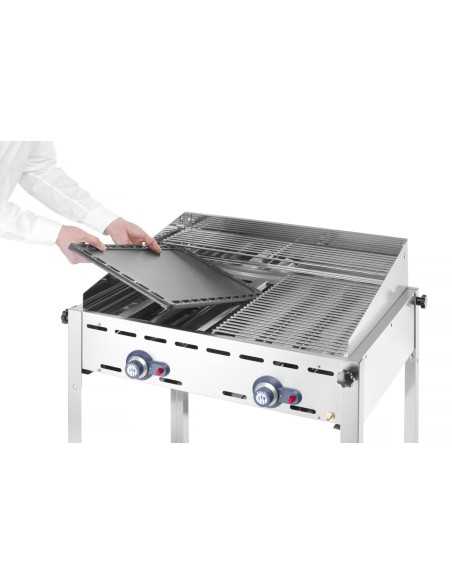 Gas barbecue - 2 grills GN 1/1 in cast iron - mm 740 x 615 x 825h