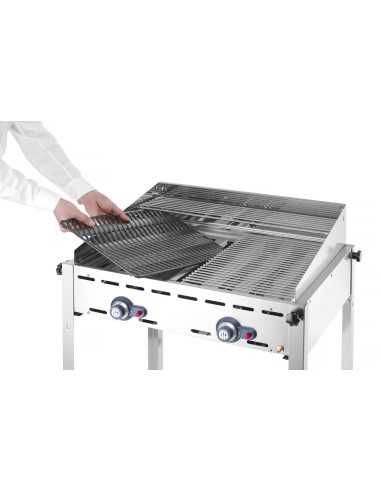 Barbacoa de gas - 2 parrillas GN 1/1 en hierro...