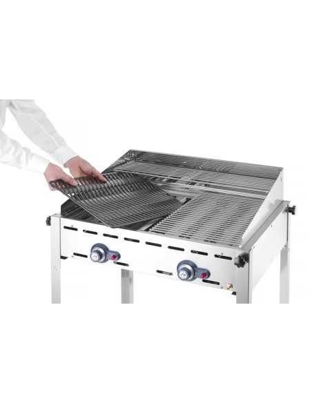 Gas barbecue - 2 grills GN 1/1 in cast iron - mm 740 x 615 x 825h