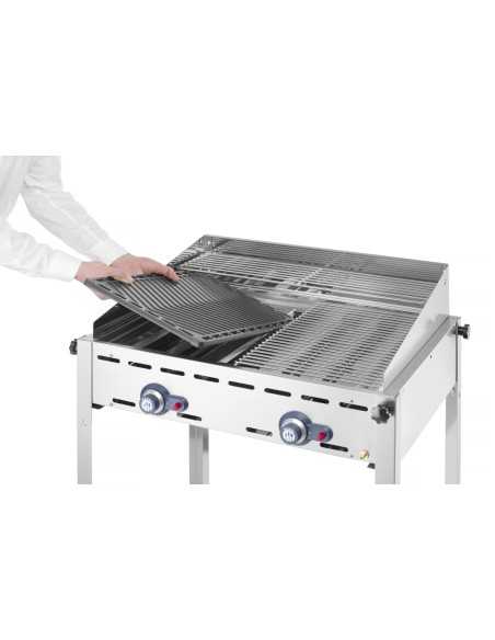 Gas barbecue - 2 grills GN 1/1 in cast iron - mm 740 x 615 x 825h
