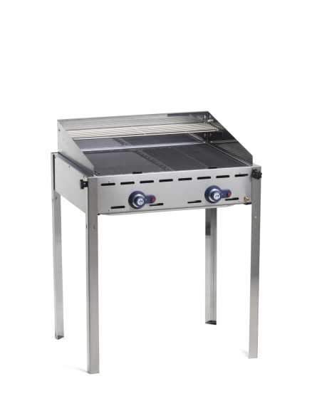 Barbacoa de gas - 2 parrillas GN 1/1 en hierro fundido - mm 740 x 615 x 825h
