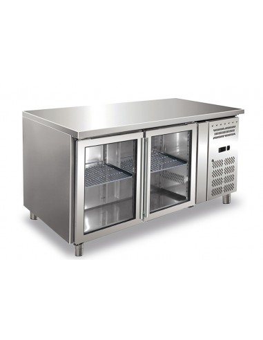 Refrigerated table - N. 2 glass doors - cm 136 x 70 x 86 h