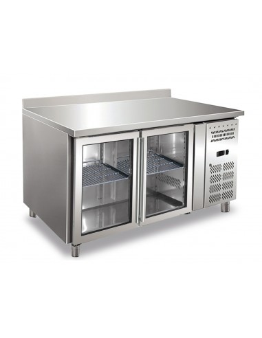Refrigerated table - Alzatina - N. 2 glass doors - cm 136 x 70 x 96 h