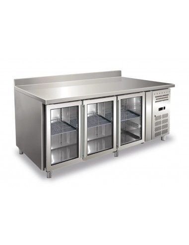 Refrigerated table - Alzatina - N. 3 glass doors - cm 179.5 x 70 x 896 h