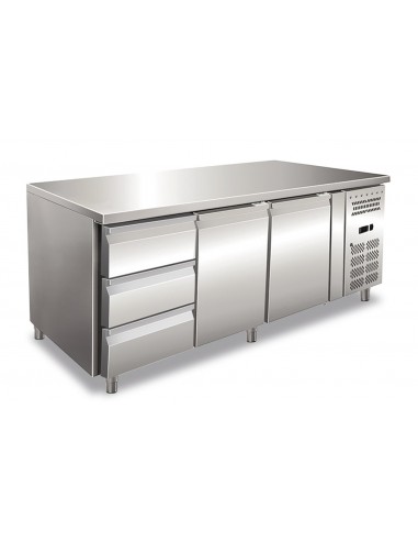 Refrigerated table - N.2 doors - N. 3 drawers - cm 179.5 x 70 x 86 h