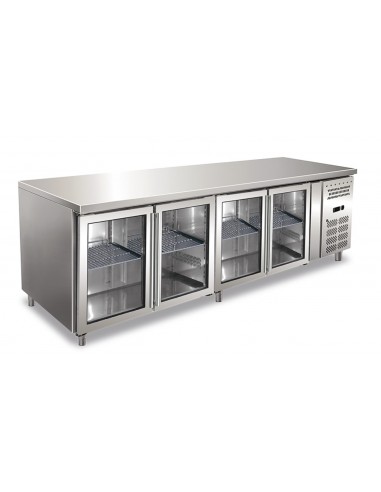 Refrigerated table - N. 4 glass doors - cm 223 x 70 x 86 h