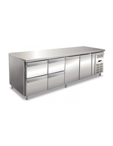 Refrigerated table - N.2 doors - N. 4 drawers - cm 223 x 70 x 86 h