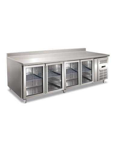 Refrigerated table - Alzatina - N. 4 glass doors - cm 223 x 70 x 96 h