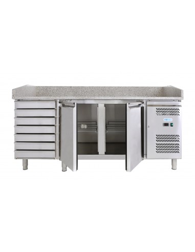 Pizza counter - N. 2 doors - N. 1 drawer unit - cm 202 x 80 x 100 h