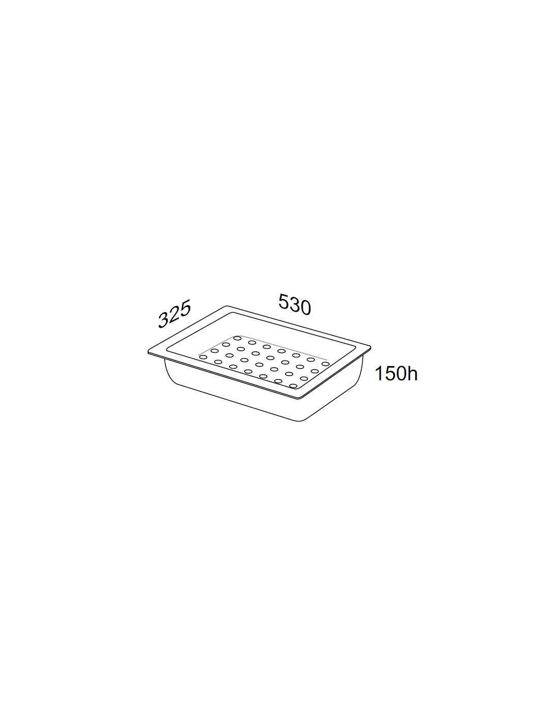 Stainless steel tray with double bottom for fish