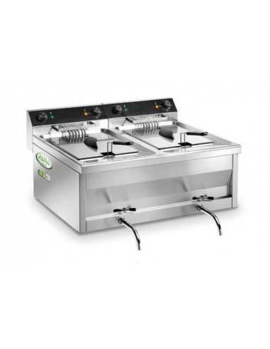 Electric fryer - Capacity Lt.12 + Lt.12 - Cm 80 x 70 x 42 h