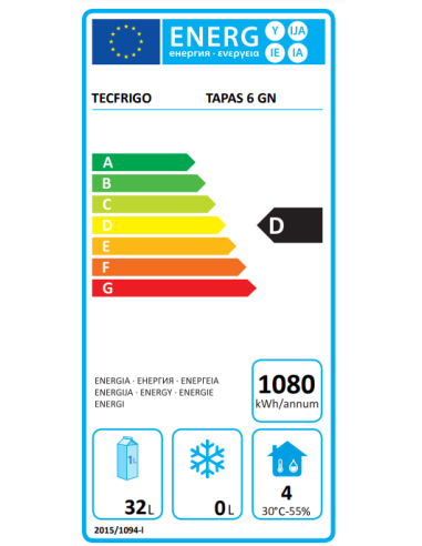 Vitrina refrigerada - N. 6 cuencos GN 1/3 - cm...