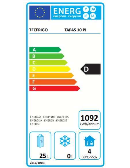 Vitrina refrigerada - cm 214,1 x 38 x 25,5 h