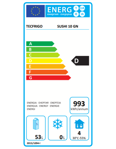 Vetrina refrigerata per sushi 10 bacinelle GN...