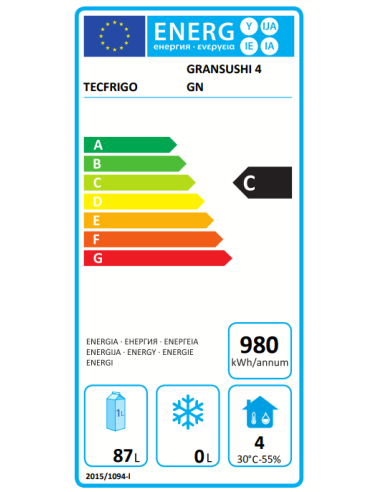 Vitrina refrigerada para sushi 4 cubetas GN 1/1...