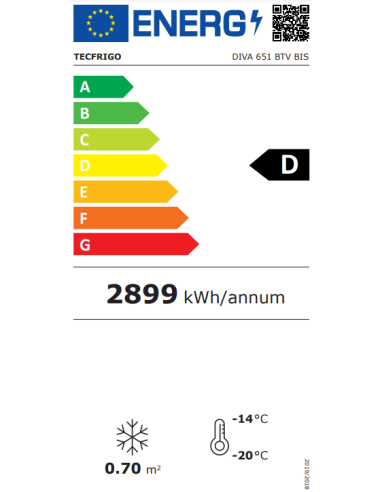 Vetrina refrigerata - Capacità litri 650 - cm...