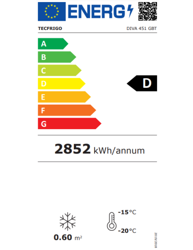 Vitrina refrigerada - Capacidad lt 450 - cm 70...